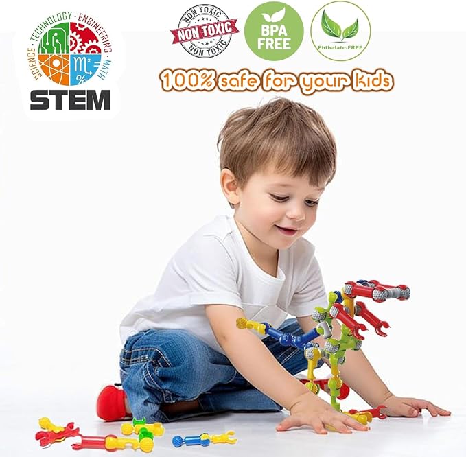 KUTOI Stem Building Blocks Set - 167 Pcs With Wheels - Ideal for 5 Year Old Boys and Girls - Educational and Creative Building Games