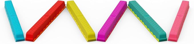 B. toys Balance & Hop Beams, Interlocking Balance Beam Set, Rainbow, Summer | 10 interlocking beam sections in rainbow colors for active play; stackable and compatible with matching sets; 3+ Years