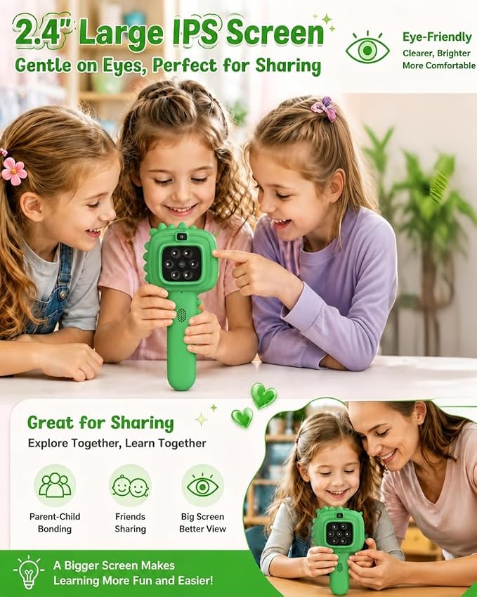 Microscope Camera for Kids Gifts Toys- Handheld Pocket Microscope Autofocus | 2.4" Screen Mini Digital Educational Science Kit for Christmas Birthday for Age 3-5 5-7 8-12 Girls Boys(Green)