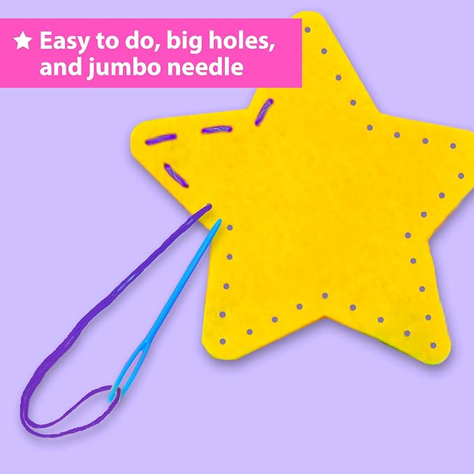 KRAFUN Fairy Tales Sewing Kit for Kids Ages 5-10 | 8 Projects | Sew 8 felt plush fairy tale toys with pre-punched holes. Beginner craft for girls. Educational gift ages 5-10