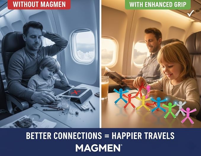 MAGMEN Magnetic People Figures-10 Pc Kids Magnet Men Travel Toy Characters | 3 in. poseable fidget figures, magnets securely embedded. Quiet car and desk play. Party favors. w/metal play tin