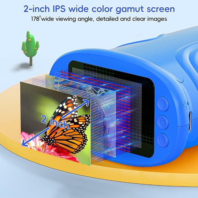 Temodu Kids Microscope 2.0" Screen 1000X Digital Microscope for Kids, Mini Pocket Handheld Microscopes for Children Birthday Festival Gift, Science Education Fun Toys for Boys Girls Ages 4-12 (Blue)