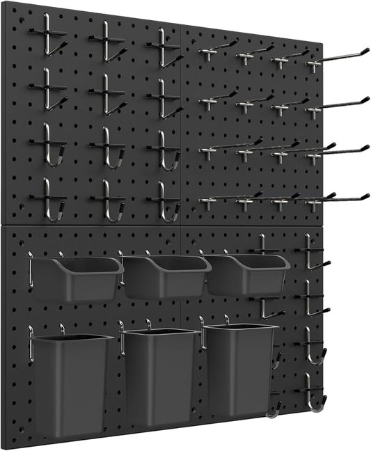 Peg Board Kit, Includes Pegboard and Accessories,with Hooks and Bins,Peg Board Wall Organizer for Office,Ornaments Display,Crafts Organization (66, Black)