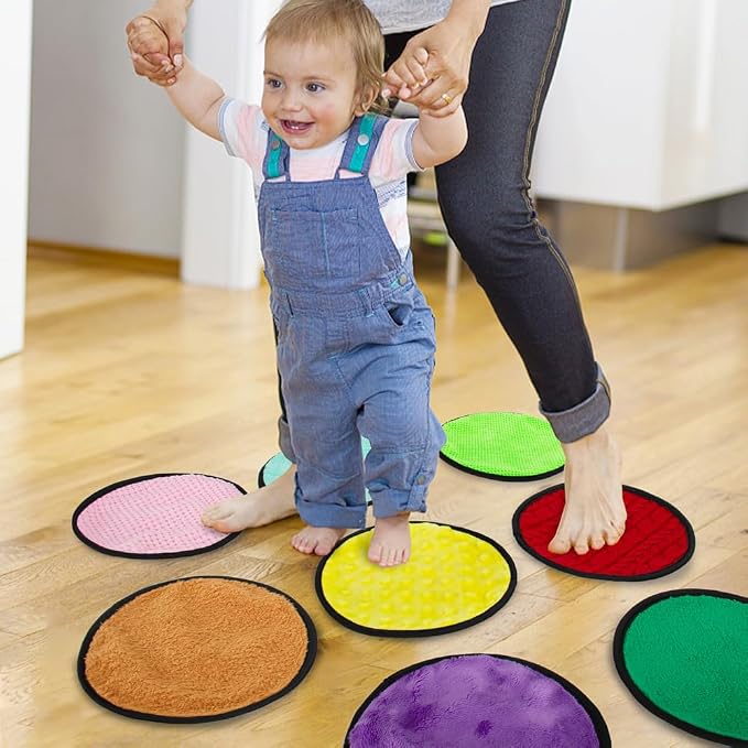 16 Set Round Montessori Sensory Mini Mats Textured Sensory Tiles ＆ Wall | Sensory Toys for Autistic Children, Babies, and Toddlers with Sensory Issues, Tactile Sensory Walls and Sensory Play