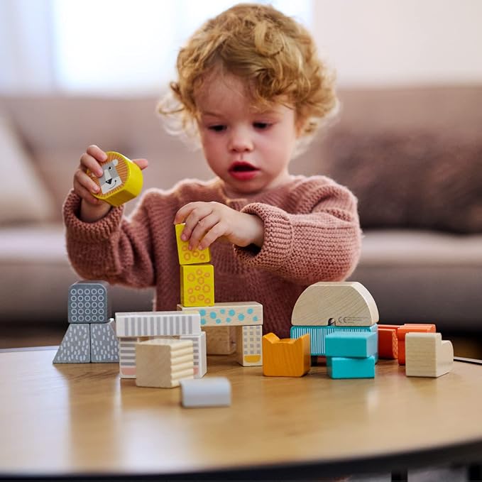 HABA Wooden Building Blocks Animal Parade - 25 Piece Wooden Toddler Toy Set for Ages 1-3 - Stacking Toys & Wood Blocks for Kids 2-4 Years, Made in Germany