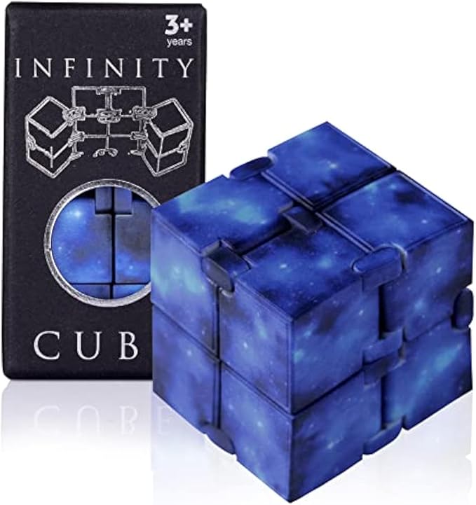 Infinity Cube Sensory Fidget Toy, EDC Tool Fidgeting Game for Kids Adults | Travel Toys Roadtrip Essential, Cool Gadget Anxiety Relief Items for Calm Down, Hand-Held Fidget Toy for Office Home School