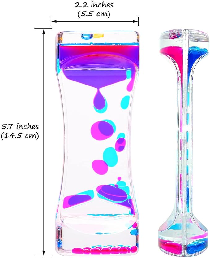 Liquid Motion Bubbler - 5 Pack Sensory Toys | Stress Management - Relief Fidget Water Timers - Relaxing Liquid Bubbler - Office Home Colorful Hourglass Desk Decor