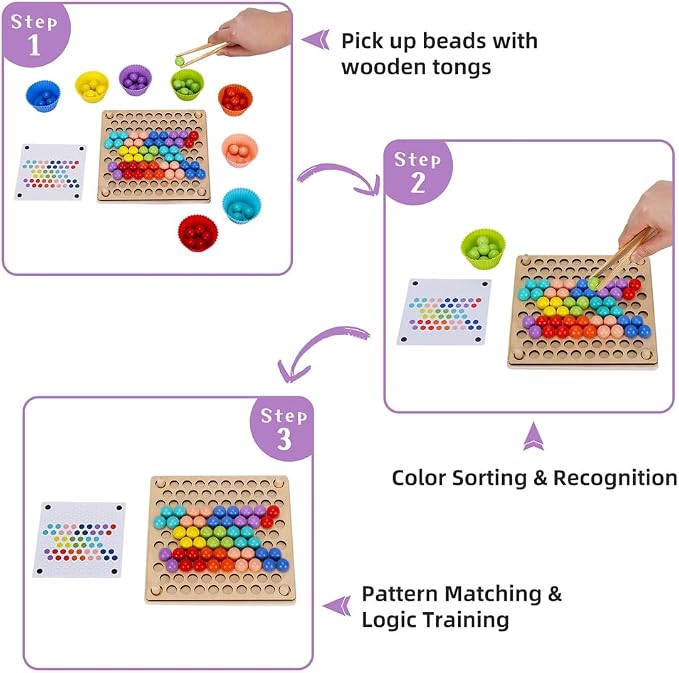 Offelec Fine Motor Games, Color Sorting Toys for Little Hands, Special Education Stacking Toy