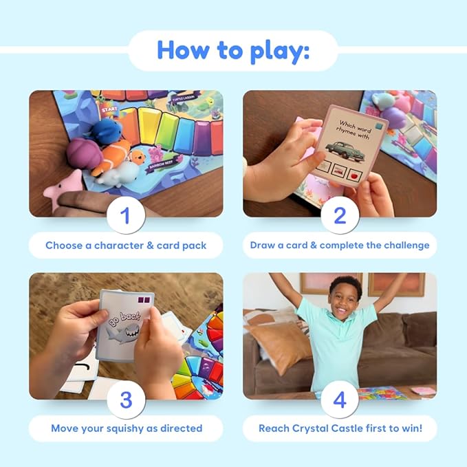 The Fidget Game SquishyLand in Rainbow Reef Board Game, Pre-K to 2nd Grade | Educational & Phonics Kindergarten Learning Activities, Mochi Squishy Toys Set, 2-6 Players