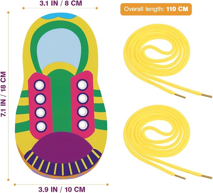 NUOBESTY Shoe Tie Practice for Kids Shoe Tying Practice Board Shoelace | Threading Teaching Toys Learn to Tie Shoelaces Toddlers Preschool Learning Toys Fine Motor Skills Early Educational, 5 Sets