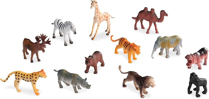 Terra by Battat Wild Animal Figurines Tube, 60 Mini Safari Figures, Animals | 60 realistic mini wild animal figures in a portable tube for pretend play, crafts, dioramas, sensory bins, Animals, 3+ Years