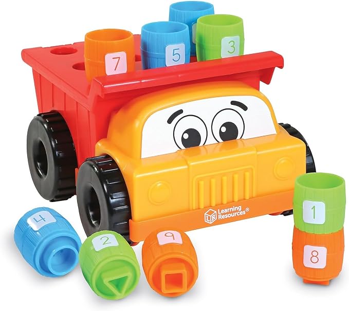 Learning Resources Tony the Peg Stacker Dump Truck - 10 Pieces, Ages 18+ Months Fine Motor Skills Toy for Toddlers, Preschool Toys