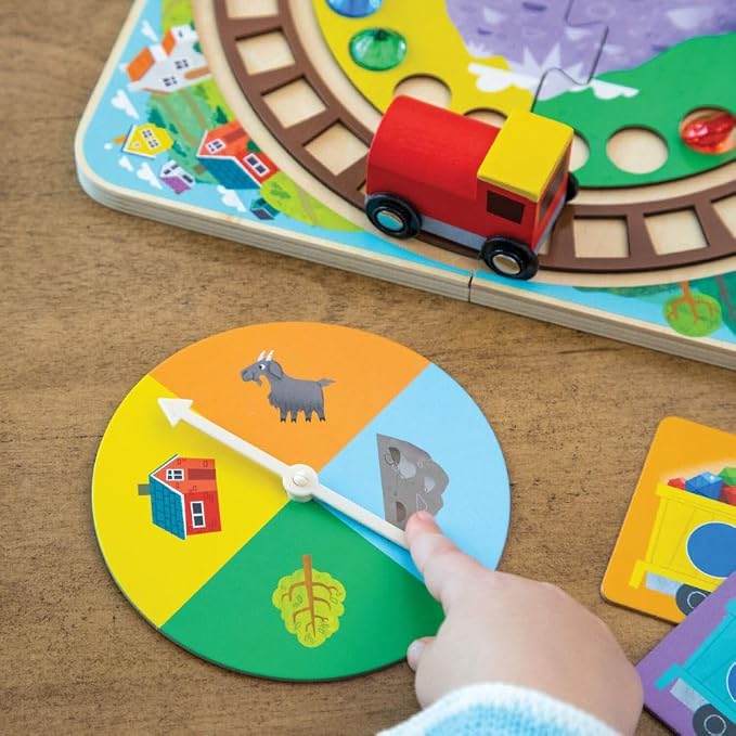 Peaceable Kingdom Round the Mountain Cooperative Board Game for Kids | A cooperative game where players team up to win together, for 2-4 players. Ages 3+.