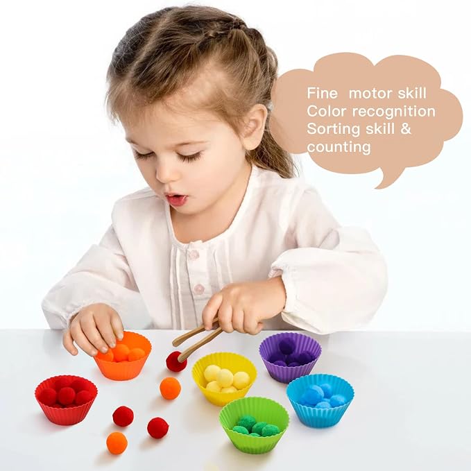 Board Beads Game Pine Wooden Rainbow Bead Maze Montessori Color Sorting Toys for Toddlers 1-3 Match Game