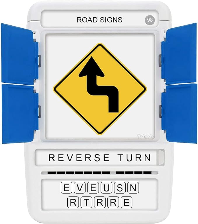US Road Signs Travel Game - Learn 100 Road Signs | Flash Cards with Slide Reveal Case | Card Game, Gift, Stocking Stuffer | Hours of Fun for Kids and Adults | Ages 6+