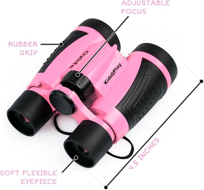 Adventure Kidz Pink Outdoor Exploration Kit for Children | Binoculars with Case, Flashlight, Compass, Fox Whistle, Magnifying Glass, Backpack