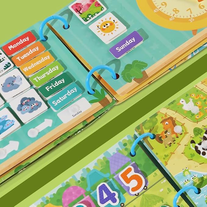 Montessori Busy Book Sorting Toys for Toddlers 2-4, Quiet Book Educational Preschool Learning Activities for Kids, Sensory Fine Matching Games for 3 Year Old Boys Girls Gifts(Light Blue)