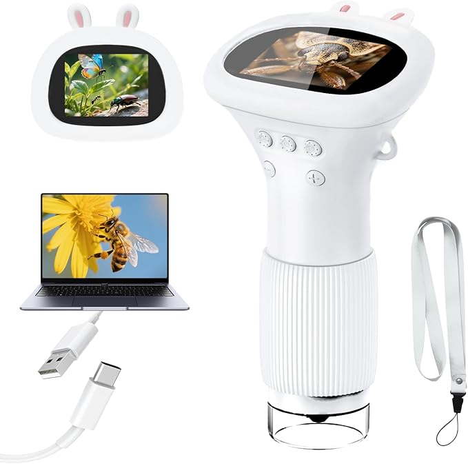 Acoath Microscope for Kids, 1000X Handheld Digital Miniscope with 2.0" Screen, Portable Pocket Microscope Education Toys Birthday Gifts for Age 3 4 5 6 7 8 9 10 Girls Boys