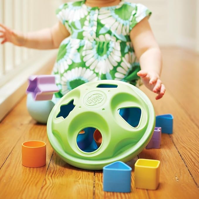 Green Toys Shape Sorter, Green/Blue - 10 Piece Motor Skills, Shape Categorization Kids Toy. Safe for Babies and Toddlers. No BPA, PVC. Dishwasher Safe, Recycled Plastic, Made in USA.