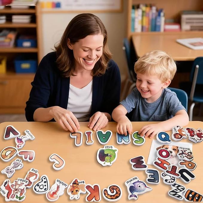 Animal Magnets Letter for Kids 52 PCS Educational Learning Toy | Fridge Magnetic,Cute Animal Refrigerator ABC Alphabet for Toddlers 1-3 ,Preschool Spelling Tool,Gifts