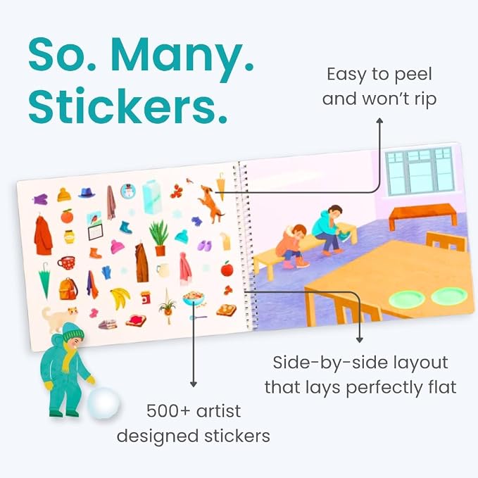 Cupkin Snow Day Coloring & Sticker Activity Book | 500+ Stickers | Spiral-bound kids craft format with 12 scenes, 12 art pages, side-by-side viewing, and an easy-peel design for ages 2–8