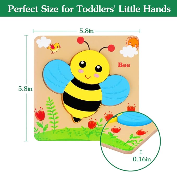 Wooden Toddler Puzzles Montessori Toys: Gifts for 1 2 3 Year Old Boys Girls | Animal Jigsaw Puzzles for Toddlers Ages 1-3 2-4 - Baby Kids Learning Educational Preschool Toys Christmas Birthday Gifts