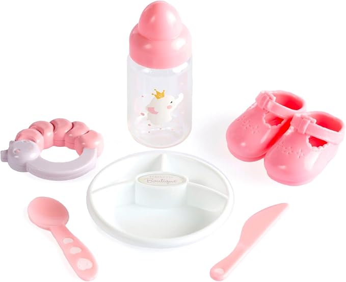 15" Realistic Soft Body Baby Doll with Open/Close Eyes | JC Toys - Berenguer Boutique | 10 Piece Gift Set with Bottle, Rattle, Pacifier & Accessories | Pink | Ages 2+
