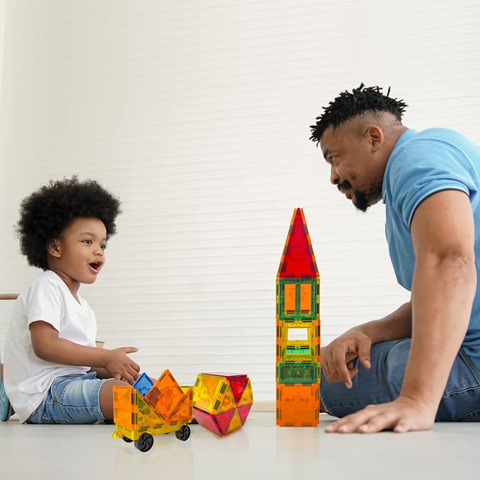 Tytan Tiles 220-Piece Supersized Magnetic Tiles Building Set, 1000s of Creations, Large 3D Castles, Massive Vehicles, & Rocket Ships, Kids’ STEM Toy, Architecture, Innovative Play, Ages 3 and Up