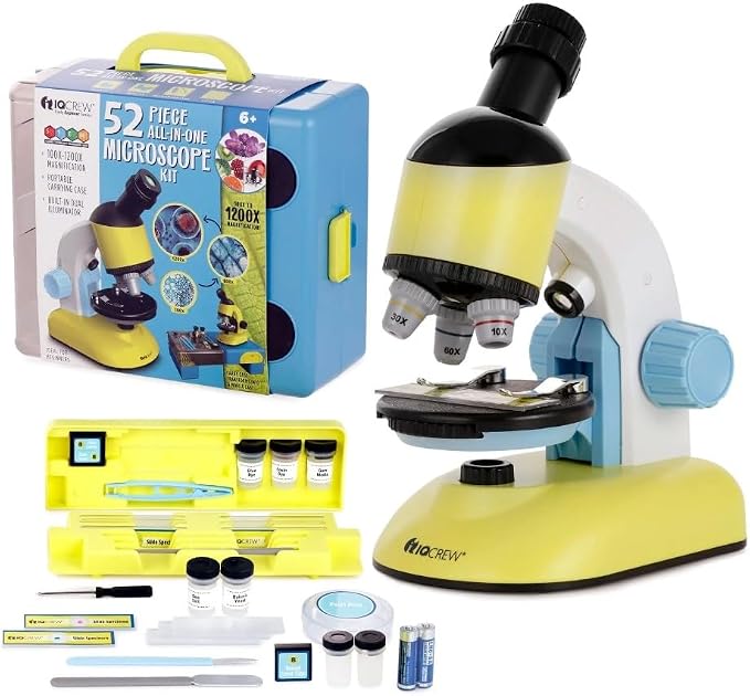 AmScope M44-KT 1200X Compound Starter Microscope Kit w/Dual LED | 100X-1200X Magnification Range Compound Biological Microscope Built-In LED Illumination Built-In Condenser