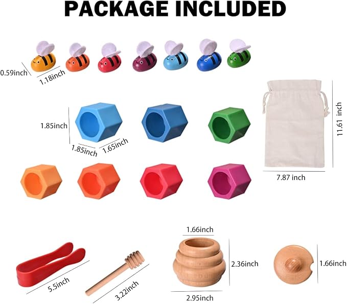 Sorting Stacking Wooden Toys for Toddlers, Bee Hive Toy | Montessori Sensory Bin Tools Toys, Fine Motor Skill Toys Early Learning Preschool Educational Gift for Kids