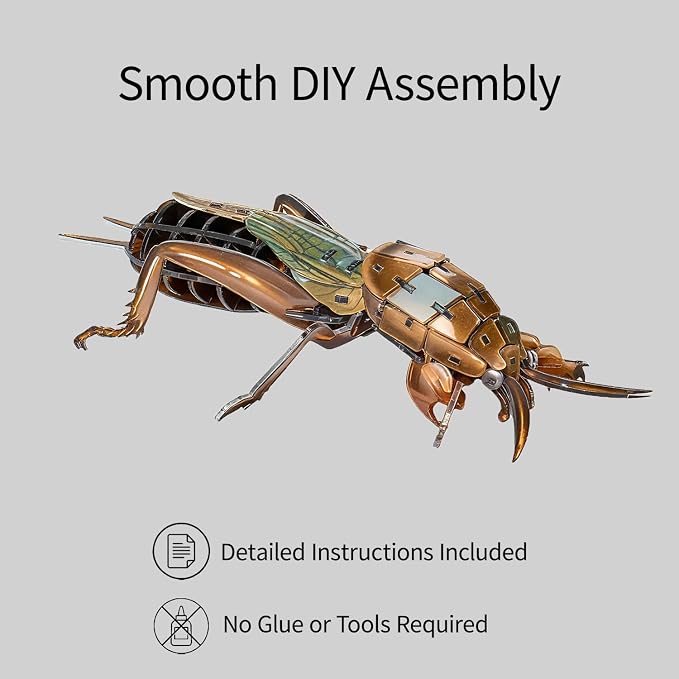 3D Acrylic Insect Puzzle DIY Bug Model Kit Animal STEM Gift | Building Kits Crafts Figurine Sculpture Nature Decoration Educational Display Toys for Kids Teens and Adults (Mole Cricket)