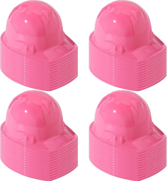 Sumind 48 Packs Construction Party Hats Kids Plastic Worker Helmet Bulk Toy for 3-8 Years Children Dress up Party Supplies (Pink)