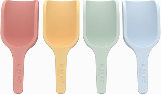 4 x Pastel Mini Scoops for Messy Play | Kids Silicone Sensory Scoops | Kids Scoops Sensory Play | Messy Play Mud Kitchen Accessories | Suitable for 10 Months Plus | Tuff Tray Accessories