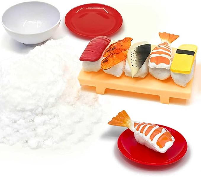 Sushi Sensory Bin Filler, Realistic Silicone Sushi Theme Toy Set, Safe Non-Toxic Sensory Filler for Pretend Play, Japanese Food Toy for Kids 6+
