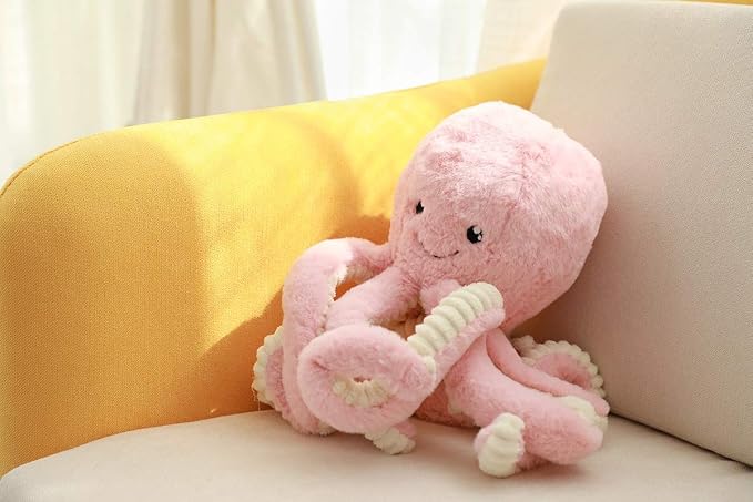 Fluffy Octopus Stuffed Animal Hugging Pillow Plush Toys Doll Pink,23.6Inch | Sweet Smile Face | 8 Springy Tentacles | No Loose Parts | Machine-wash | Safe Polyester Fill | Sturdy Stitched | Ideal Gift