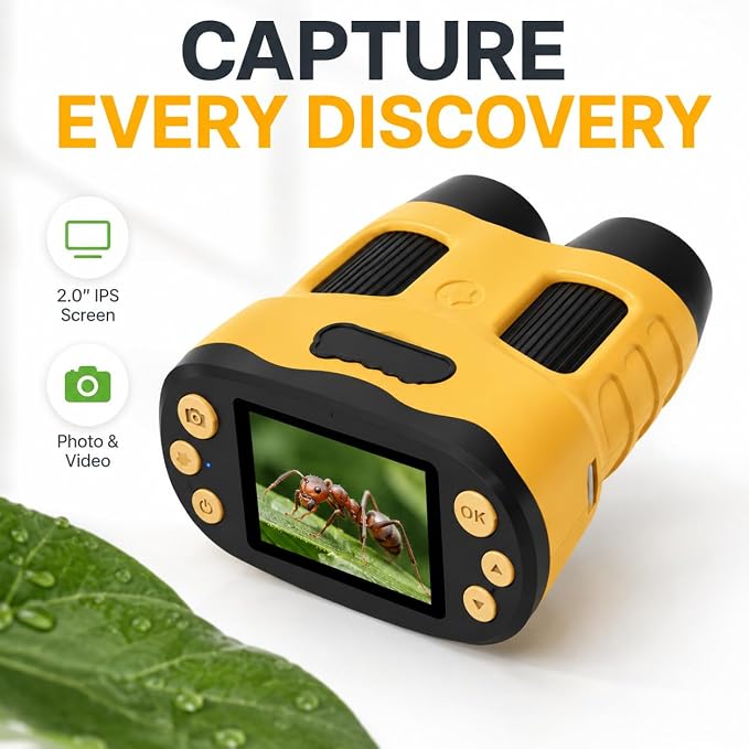 Microscope for Kids, Portable Digital Microscope with 2.0" Screen | Handheld Camera Mini Pocket Magnifying Glass, STEM Toys Birthday Gifts Edu Science Kit for Girls Boys Child Age 4-12