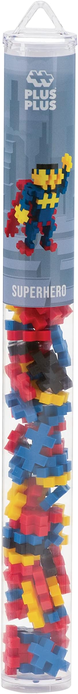 PLUS PLUS Superhero Tube - 3D Figure Building Blocks Set | Superman Building Toys, Gifts for Boys & Girls, Waffle Blocks, Kid Airplane Activities, Christmas Stocking Stuffers for Kids