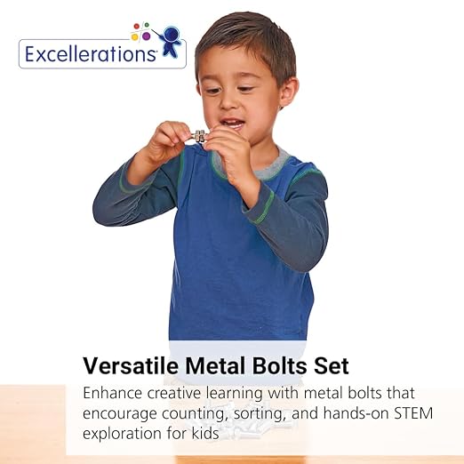 Excellerations Metal Bolts, 2 lb Excellerations Loose Parts | Ages 3+, PreK+, Metal Bolts for Sorting & Counting, Upcycled Materials, Educationals for Kids