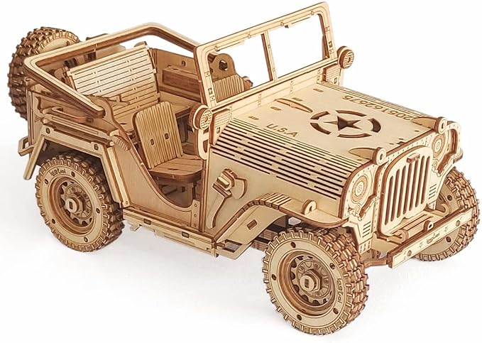 3D Wooden Off-Road Vehicle Puzzle, Wood Crafts DIY Assembly Mechanical SUV Model Kits, Wooden STEM Brain Teaser Puzzle, Christmas Birthday Gifts 3D Puzzle for Adults & Teens