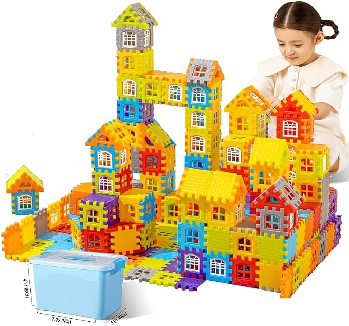 Building Blocks Set 210 Pieces - STEM Educational Learning Toys for Kids Ages 3-8, Creative Construction Preschool Toys for Boys Girls, Safe Plastic Building Set with Storage Box