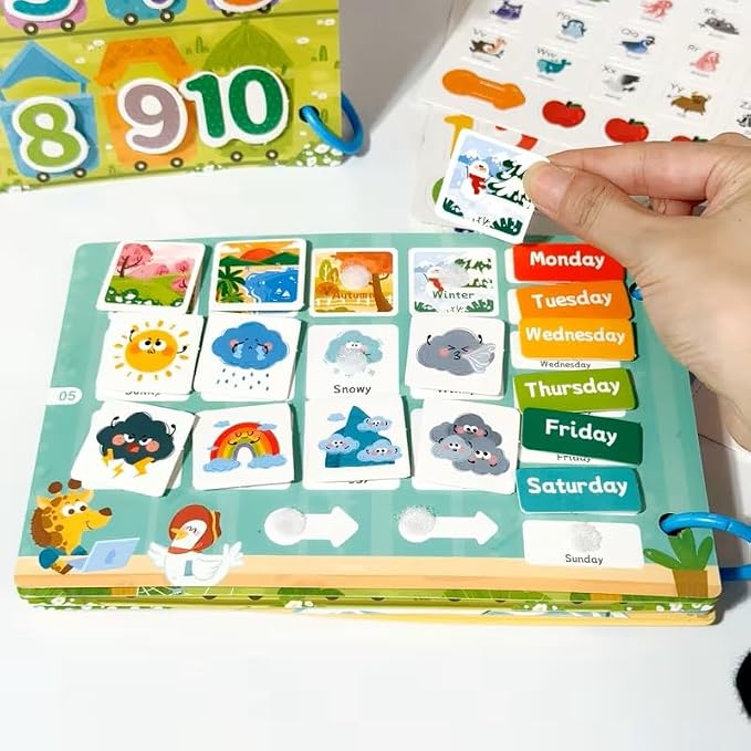 Montessori Busy Book Sorting Toys for Toddlers 2-4, Quiet Book Educational Preschool Learning Activities for Kids, Sensory Fine Matching Games for 3 Year Old Boys Girls Gifts(Light Blue)