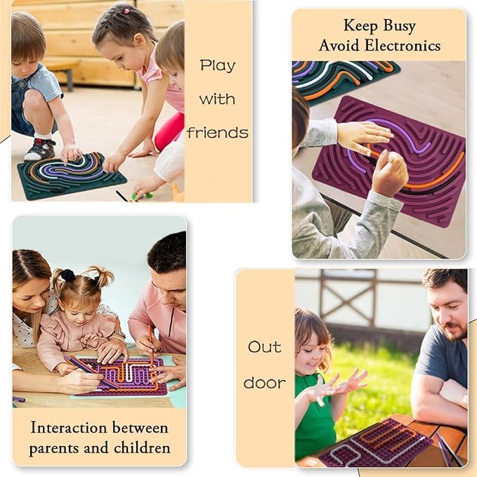 Sensory Activity Board, Sensory Fidget Toys for Kids Adults, Stress Relief | Quiet Sensory Toys, Fidget Toys for Adults and Kids, 14 Colorful Strings, Screen-Free Travel Activity for Car and Airplane