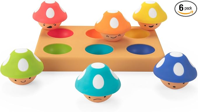 Sassy Mischievous Matching Mushrooms,Sorting Board,Social Emotional Learning Toy,STEM,12+ Months,(Pack of 6)