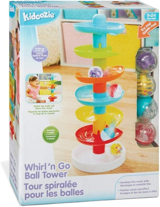 Kidoozie - Whirl 'N Go Ball Tower - Toddler Ball Drop Toy | Drop a ball & watch it spiral, whirl & pop out below - visual tracking & motor practice on joyful repeat, Ages 9-24 Months