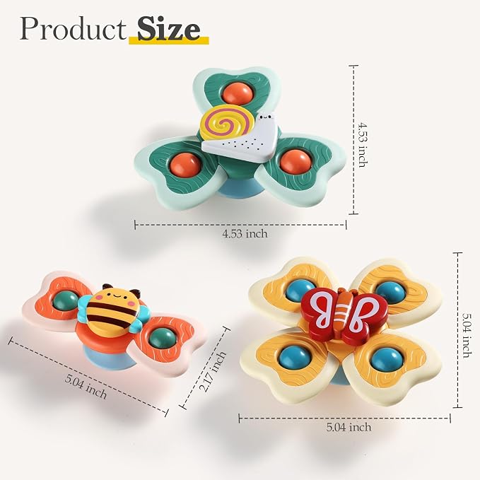 Suction Cup Spinner Airplane Travel Toys for 1 Year Old Boy Girl | Spinning Top 12 18 Months,1 2 Year Old Boy Birthday Gift,Baby Bath Toy for Kids Ages 1-3,Sensory Toy for Infant Toddlers