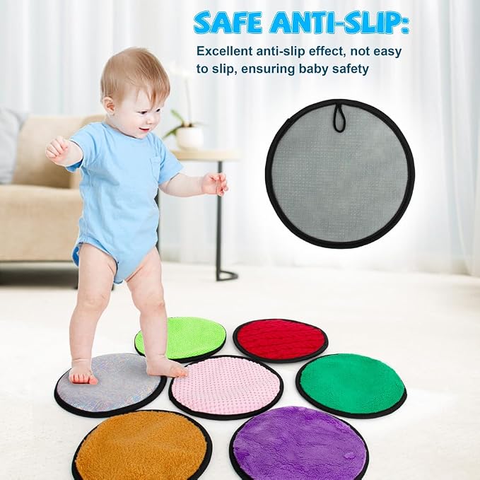 16 Set Round Montessori Sensory Mini Mats Textured Sensory Tiles ＆ Wall | Sensory Toys for Autistic Children, Babies, and Toddlers with Sensory Issues, Tactile Sensory Walls and Sensory Play