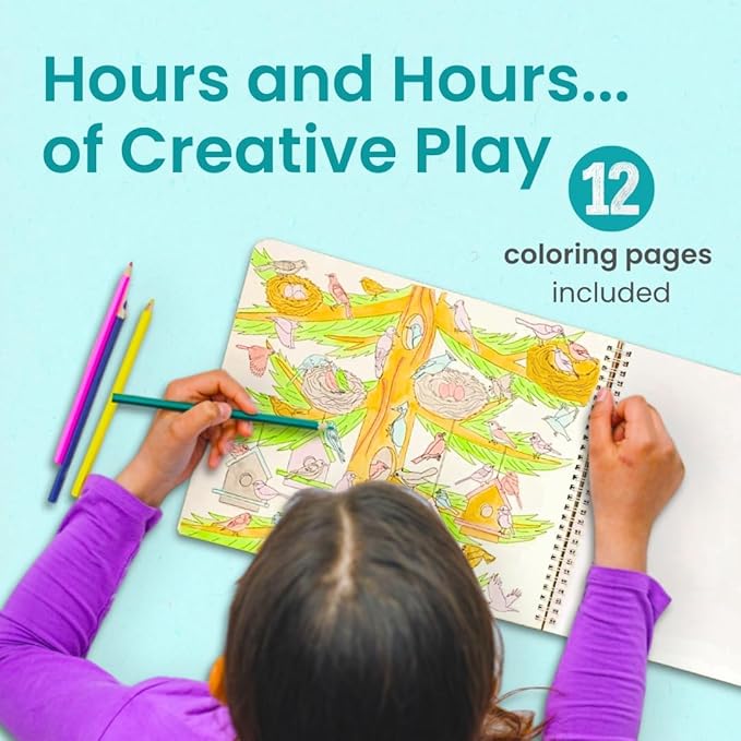 Cupkin Bird Coloring & Sticker Activity Book | 500+ Stickers | Spiral-bound kids craft format with 12 scenes, 12 art pages, side-by-side viewing, and an easy-peel design for ages 2–8
