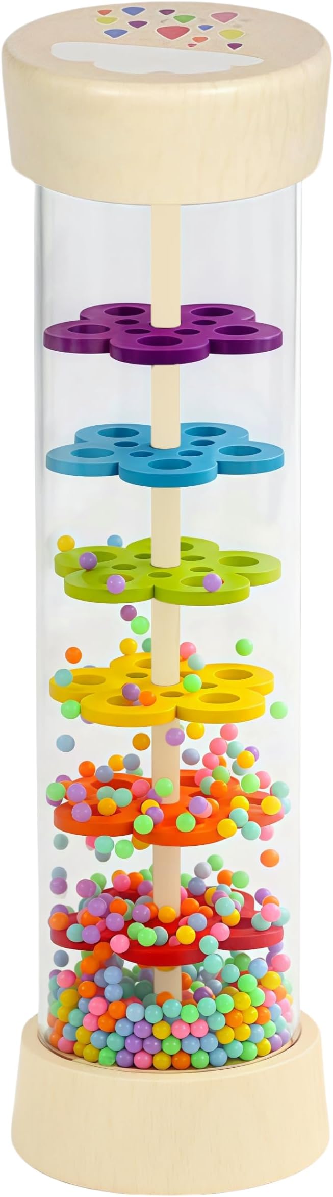 Oneshow Wooden Rain Stick Montessori Toys for Baby 6-12 Months, Rainmaker | Rain Stick Baby Toy-Musical Developmental Sensory with Soothing Rain Sounds, Wooden Shaker Gift for Toddlers 1 Year Old 7.7"