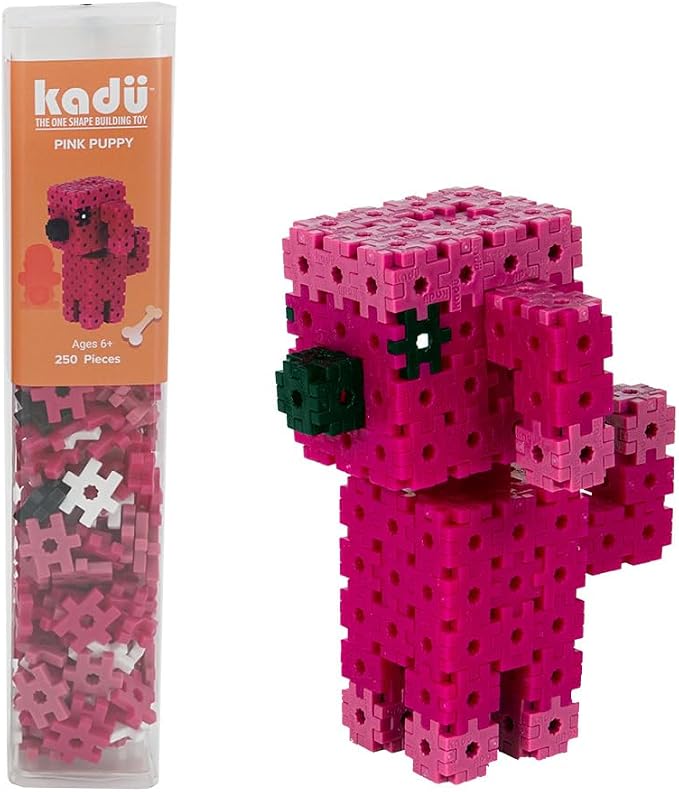 KADÜ 250 Piece Pink Puppy - Kids Age 5+ Building Block STEM Toy | Creative Mini Sensory Construction Puzzle tiles - Open Ended Play Gift Boys + Girls - Classroom Homeschool Manipulatives