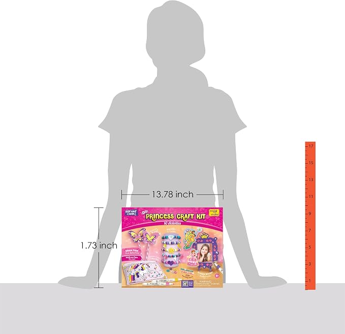Imagimake Princess Craft Kit, 10 Mess-Free Creative Activities for Girls | Make Charm Bracelets, Butterfly Wands, Photo Frames, Unicorn Pouch, Birthday Gift for Girls Ages 5,6,7,8,9,10,11,12 Years Old